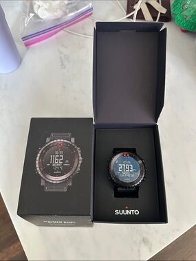 Suunto Black Sports GPS Watch with Red Accents